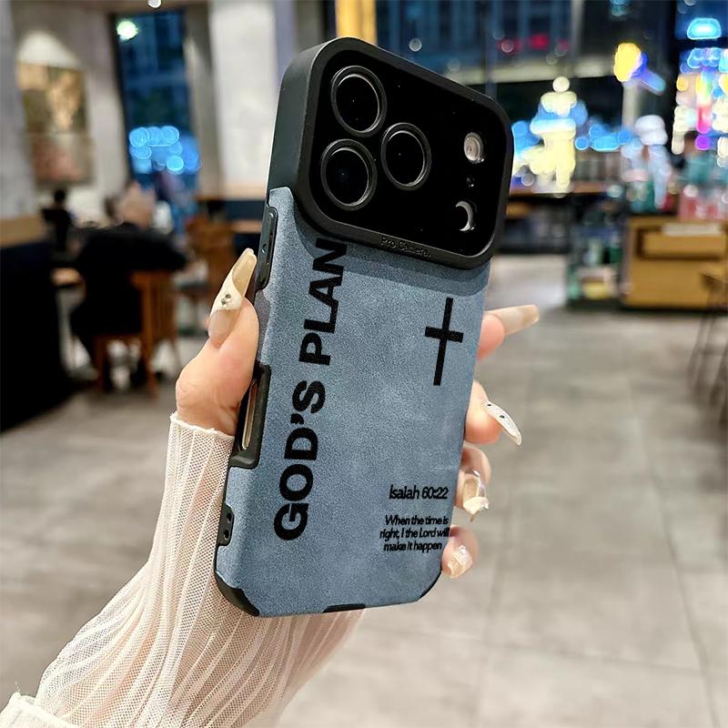 Distinct God Cross pattern Made of TPU and leather the touch is as delicate and skin friendly as velvet suitable for Apple 17 16 15 14 13 12 11 Pro Max Plus X XS MAX