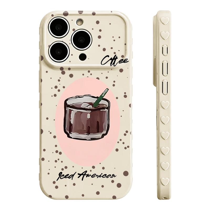 Cute Iced Americano Print Phone Case Smooth Shiny Finish With Scratch Resistance And All-Around Protection Slim Lightweight And Scratch-Resistant For Everyday Use Minimalist And Cute Design For Apple 17 16 15 14 13