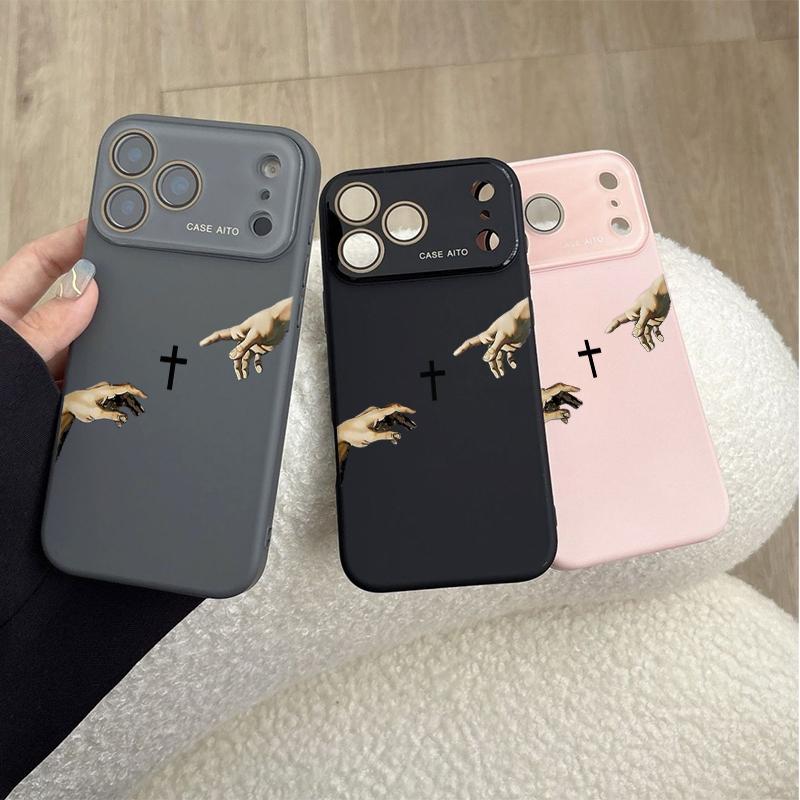 God's Hand and Cross Dopamine Phone Case with Ultra Skin Friendly Touch All Inclusive Lens Shockproof Protective Cover for Apple 17 16 15 14 13 12