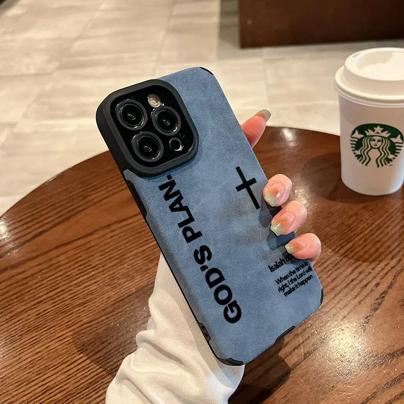 Distinct God Cross pattern Made of TPU and leather the touch is as delicate and skin friendly as velvet suitable for Apple 17 16 15 14 13 12 11 Pro Max Plus X XS MAX