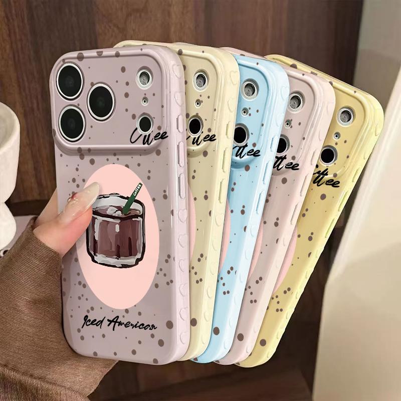 Cute Iced Americano Print Phone Case Smooth Shiny Finish With Scratch Resistance And All-Around Protection Slim Lightweight And Scratch-Resistant For Everyday Use Minimalist And Cute Design For Apple 17 16 15 14 13