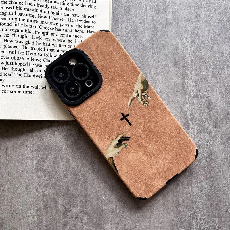 God's Hand pattern fine hole imitation fur phone case suitable for iPhone 17 16 15 14 13 12 11 Pro Max Plus X XS Max anti drop phone case