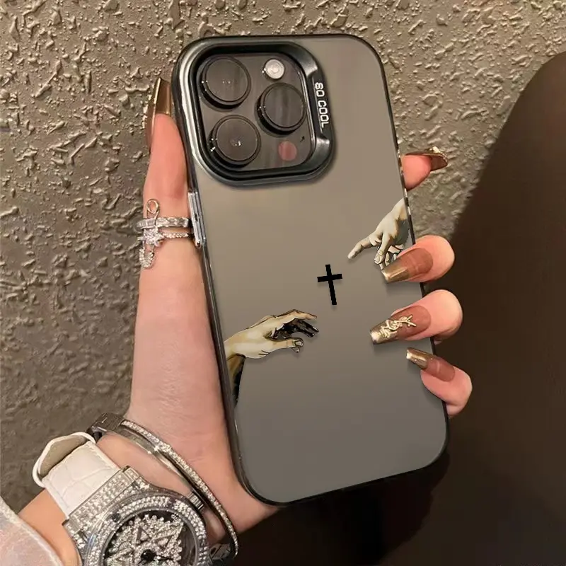 Jesus Cross Pattern Phone Case Fashion TPU Laser Craft Anti-Drop Cover for iPhone 17 16 15 14 13 12 11 & Samsung Galaxy S25 S24 S23 S22