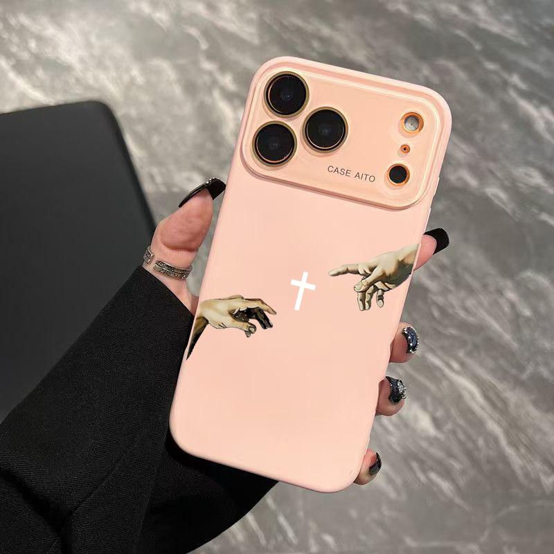 God's Hand and Cross Dopamine Phone Case with Ultra Skin Friendly Touch All Inclusive Lens Shockproof Protective Cover for Apple 17 16 15 14 13 12