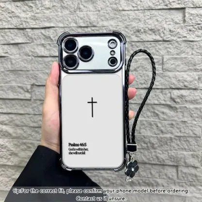 Psalms 46:5 Quote Phone Case for iPhone Samsung Galaxy 17Pro Max Air 16 15Plus 14 13 12 11 XR XS S25 S24 S23 S22 Cases Empowering Scripture Verse Pattern All Seasons Durable Bumper with Strap White Silver Minimalist Art Cellphone Protective Casing  NN45
