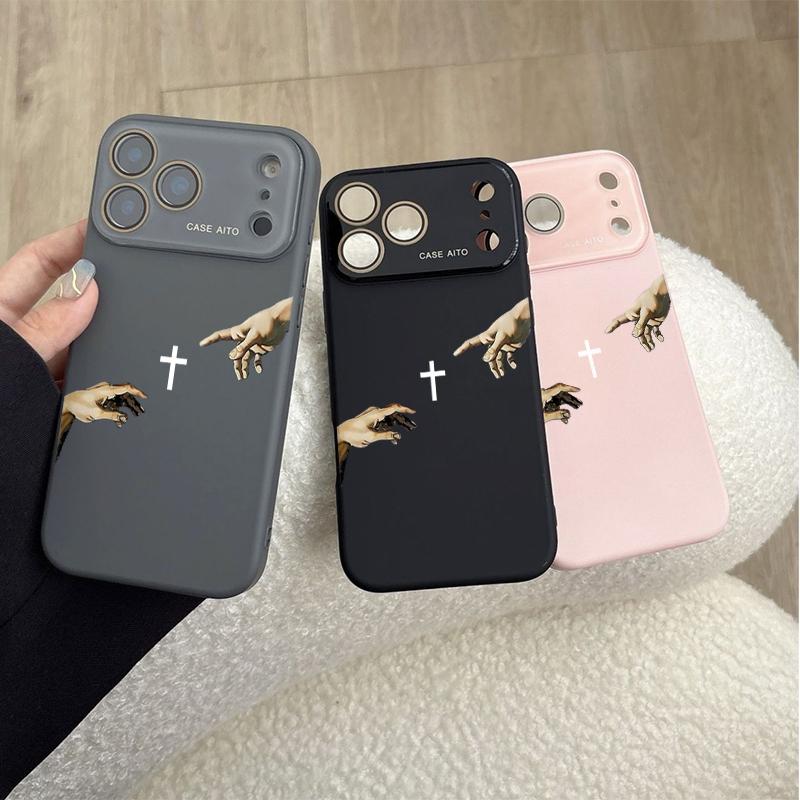 God's Hand and Cross Dopamine Phone Case with Ultra Skin Friendly Touch All Inclusive Lens Shockproof Protective Cover for Apple 17 16 15 14 13 12
