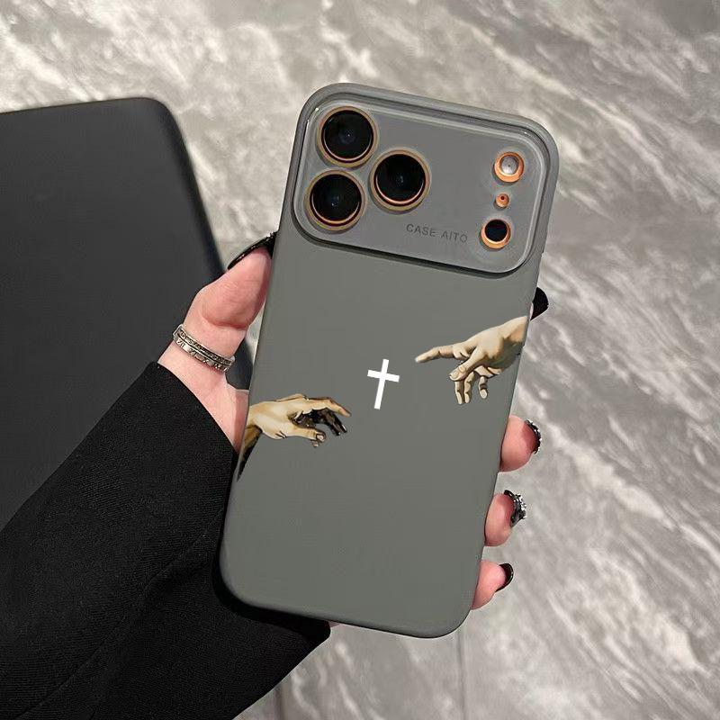 God's Hand and Cross Dopamine Phone Case with Ultra Skin Friendly Touch All Inclusive Lens Shockproof Protective Cover for Apple 17 16 15 14 13 12