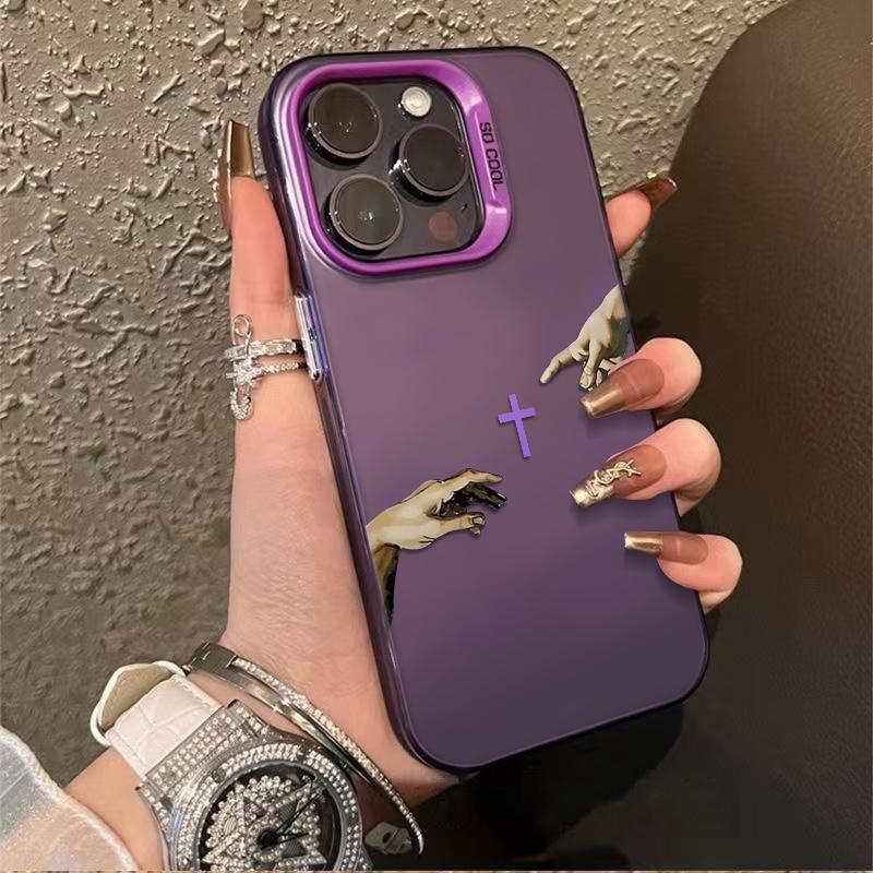 Jesus Cross Pattern Phone Case Fashion TPU Laser Craft Anti-Drop Cover for iPhone 17 16 15 14 13 12 11 & Samsung Galaxy S25 S24 S23 S22