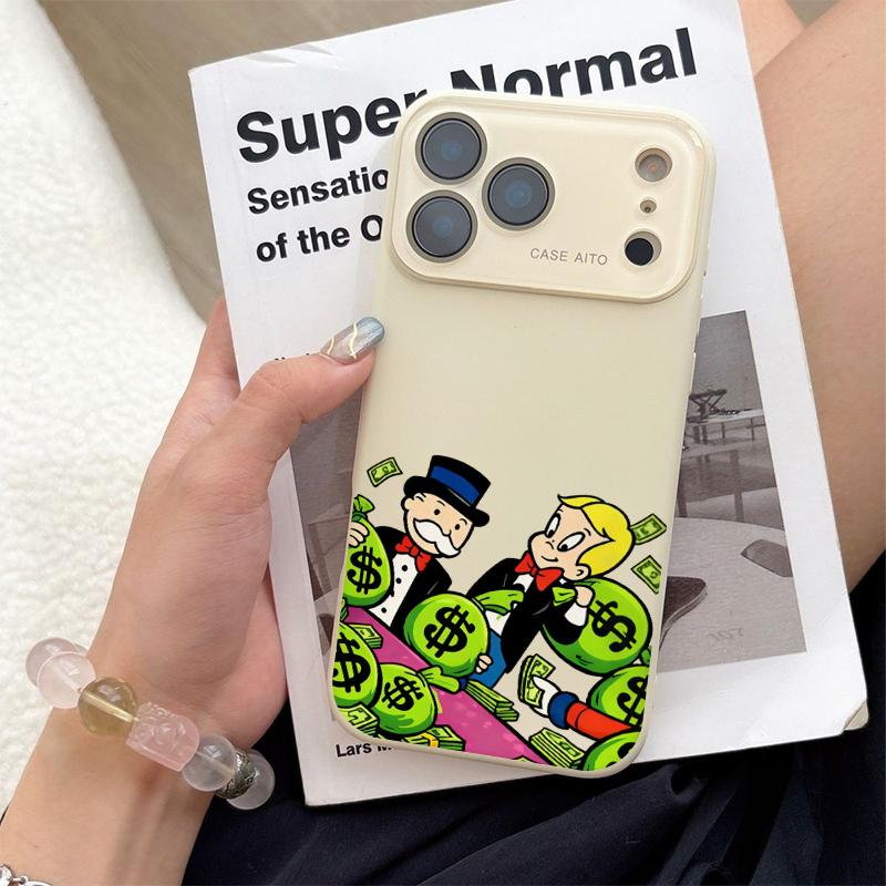 Bold Cash Graffiti Monopoly Print Phone Case Ultra Skin Friendly Touch All Inclusive Lens Compatible with iPhone 17 16 15 14 13 12