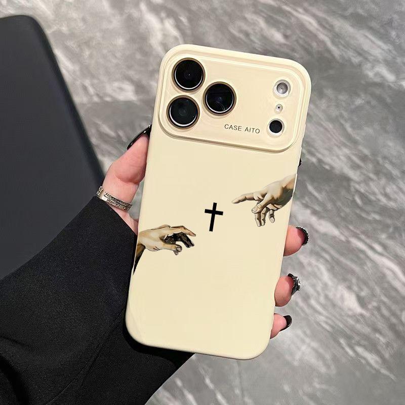 God's Hand and Cross Dopamine Phone Case with Ultra Skin Friendly Touch All Inclusive Lens Shockproof Protective Cover for Apple 17 16 15 14 13 12