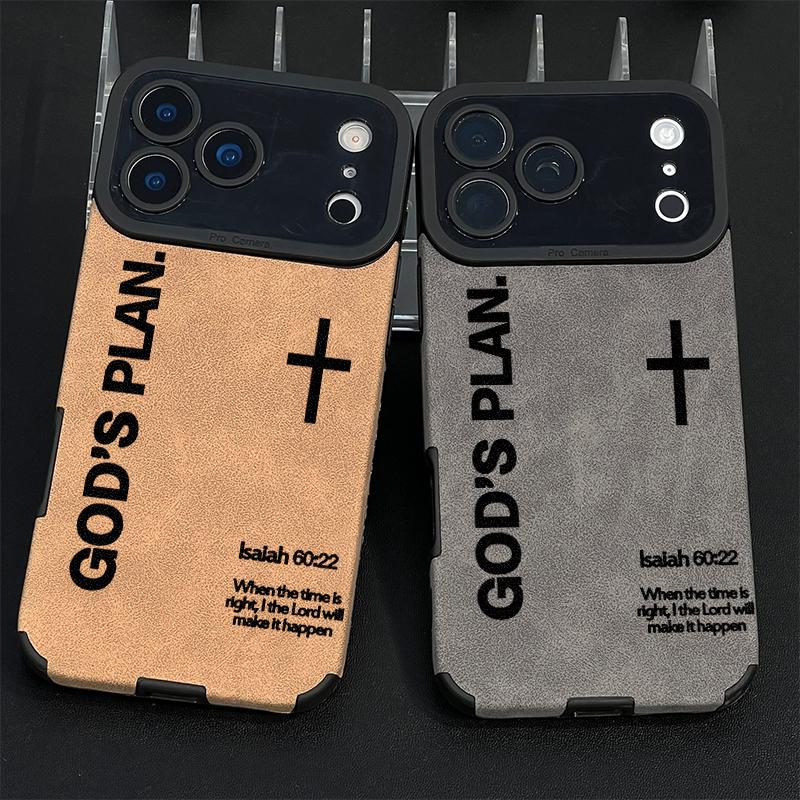 Distinct God Cross pattern Made of TPU and leather the touch is as delicate and skin friendly as velvet suitable for Apple 17 16 15 14 13 12 11 Pro Max Plus X XS MAX