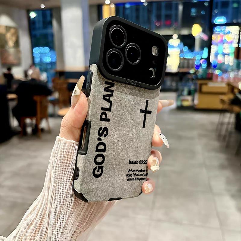 Distinct God Cross pattern Made of TPU and leather the touch is as delicate and skin friendly as velvet suitable for Apple 17 16 15 14 13 12 11 Pro Max Plus X XS MAX