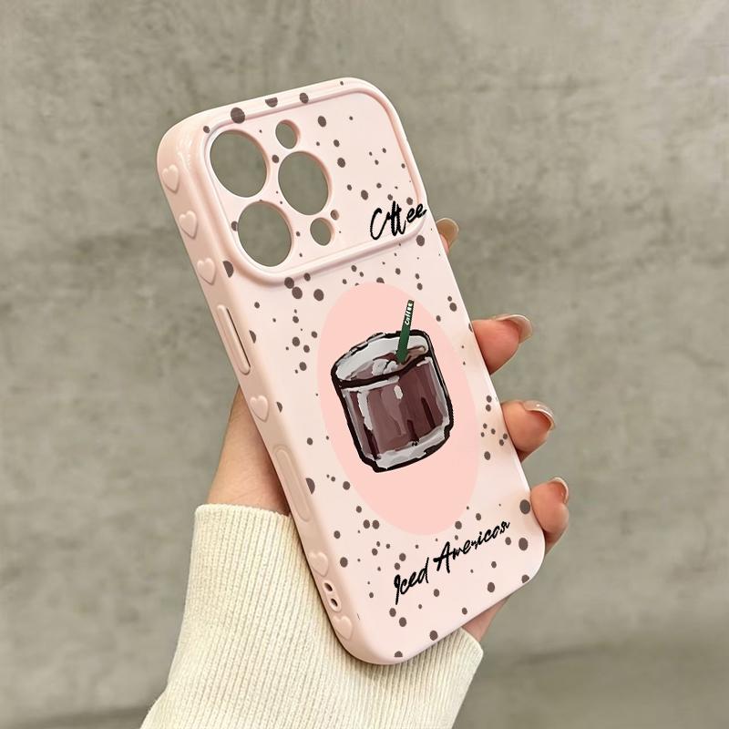 Cute Iced Americano Print Phone Case Smooth Shiny Finish With Scratch Resistance And All-Around Protection Slim Lightweight And Scratch-Resistant For Everyday Use Minimalist And Cute Design For Apple 17 16 15 14 13