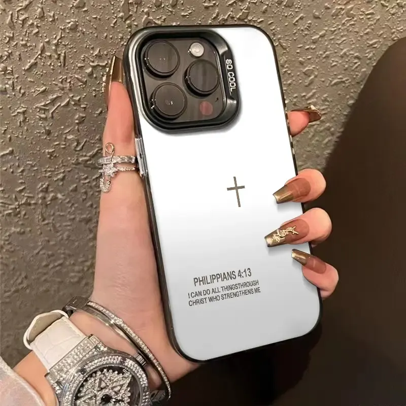 The Holy Cross Pattern Case Fashion Laser Craft Phone Case for iPhone 17 16 15 14 13 12 11 Samsung Galaxy S25 S24 S23 S22 Anti-Drop Protection