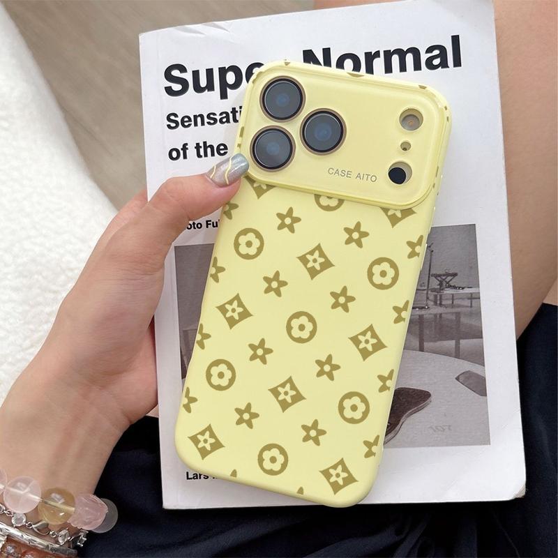 Vintage print Dopamine Ins Style Solid Color Phone Case with Ultra Skin friendly Touch, All Inclusive Lens Phone Case Suitable for Apple 17 16 15 14 13 12