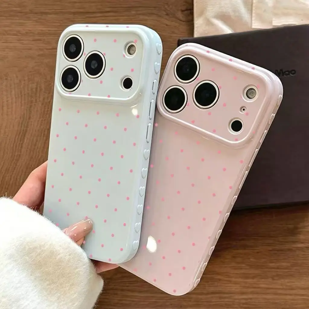 Cute Polka Dot And Heart Themed iPhone Case