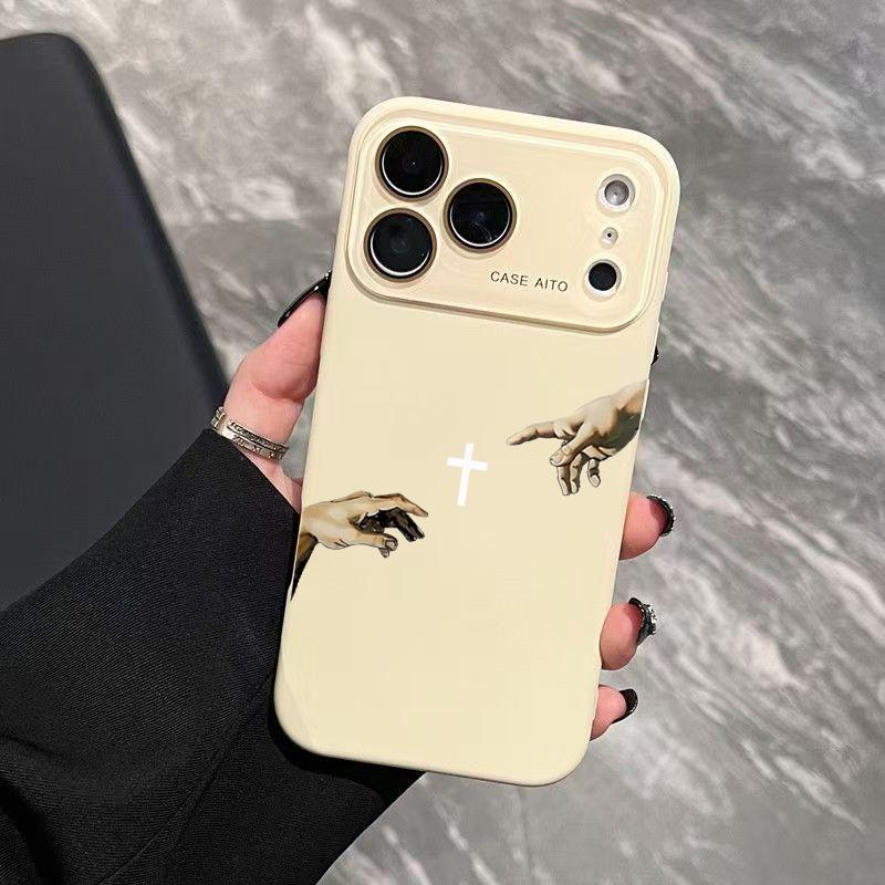 God's Hand and Cross Dopamine Phone Case with Ultra Skin Friendly Touch All Inclusive Lens Shockproof Protective Cover for Apple 17 16 15 14 13 12