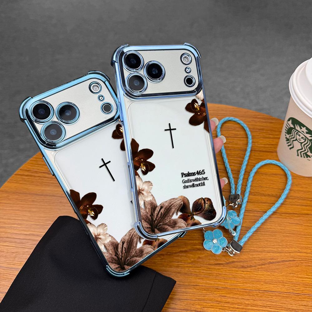 Premium Plating Edge Bible Verse Case With Hand Strap For iPhone Samsung Galaxy 17Pro Max Air 16 15Plus 14 13 12 11 XR XS S25 S24 S23 S22 Aesthetic Cross Floral Case For Religious Women Daily Decor.NN129 Premium Plating Edge Bible Verse Case With Hand Strap For iPhone Samsung Galaxy 17Pro Max Air 16 15Plus 14 13 12 11 XR XS S25 S24 S23 S22 Aesthetic Cross Floral Case For Religious Women Daily Decor.NN129