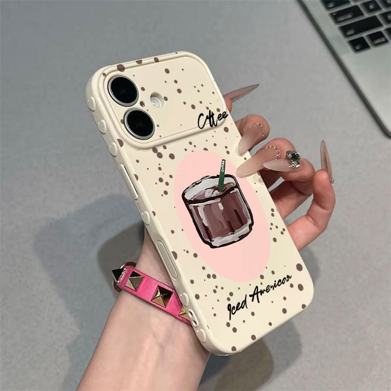 Cute Iced Americano Print Phone Case Smooth Shiny Finish With Scratch Resistance And All-Around Protection Slim Lightweight And Scratch-Resistant For Everyday Use Minimalist And Cute Design For Apple 17 16 15 14 13