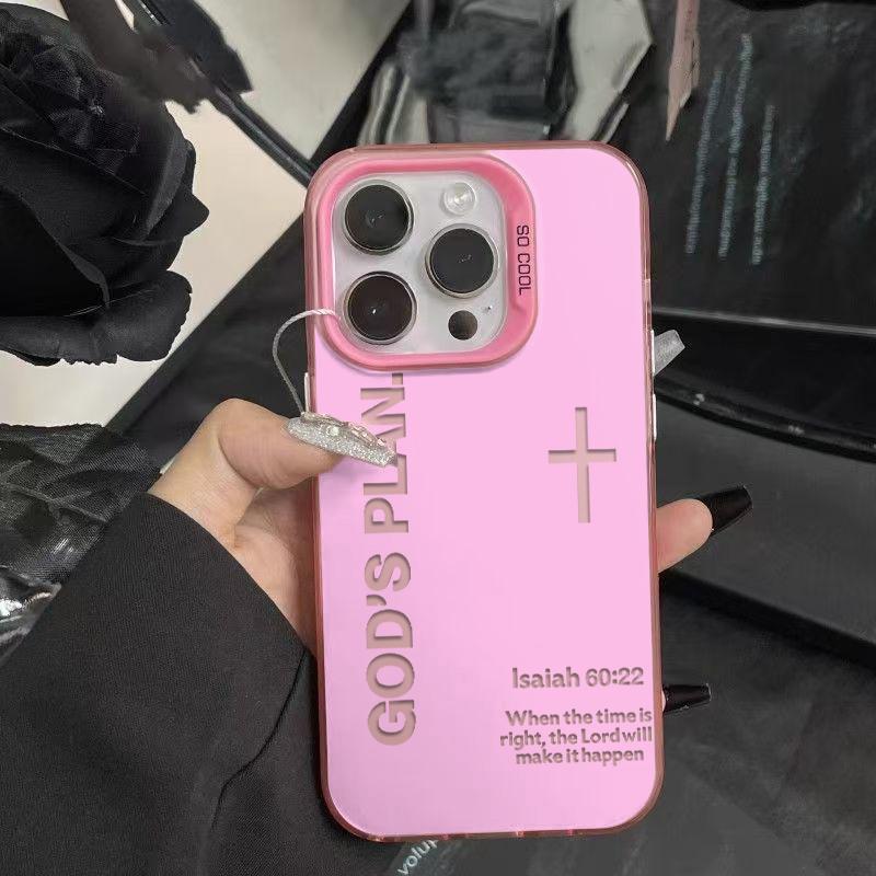 God's Plan Phone Case Cross Pattern Religious Art Fashion TPU Laser Craft Anti-Drop Case for iPhone 17 16 15 14 13 12 11 Samsung Galaxy S25 S24 S23 S22