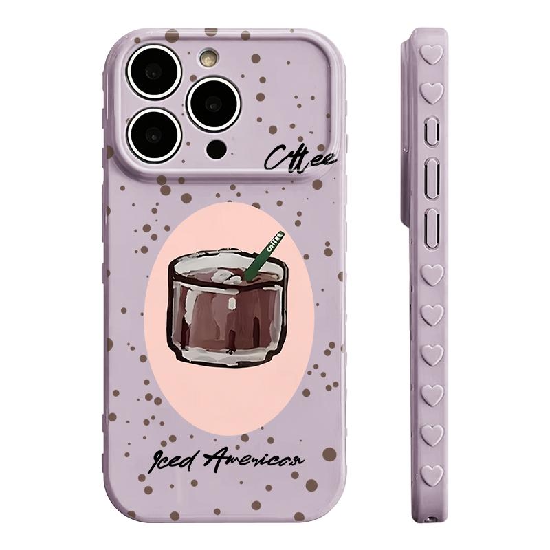Cute Iced Americano Print Phone Case Smooth Shiny Finish With Scratch Resistance And All-Around Protection Slim Lightweight And Scratch-Resistant For Everyday Use Minimalist And Cute Design For Apple 17 16 15 14 13