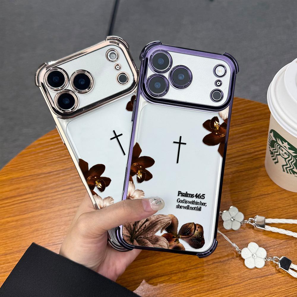 Premium Plating Edge Bible Verse Case With Hand Strap For iPhone Samsung Galaxy 17Pro Max Air 16 15Plus 14 13 12 11 XR XS S25 S24 S23 S22 Aesthetic Cross Floral Case For Religious Women Daily Decor.NN129 Premium Plating Edge Bible Verse Case With Hand Strap For iPhone Samsung Galaxy 17Pro Max Air 16 15Plus 14 13 12 11 XR XS S25 S24 S23 S22 Aesthetic Cross Floral Case For Religious Women Daily Decor.NN129