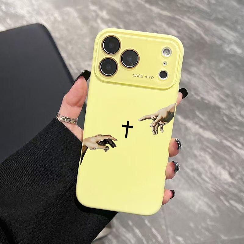 God's Hand and Cross Dopamine Phone Case with Ultra Skin Friendly Touch All Inclusive Lens Shockproof Protective Cover for Apple 17 16 15 14 13 12