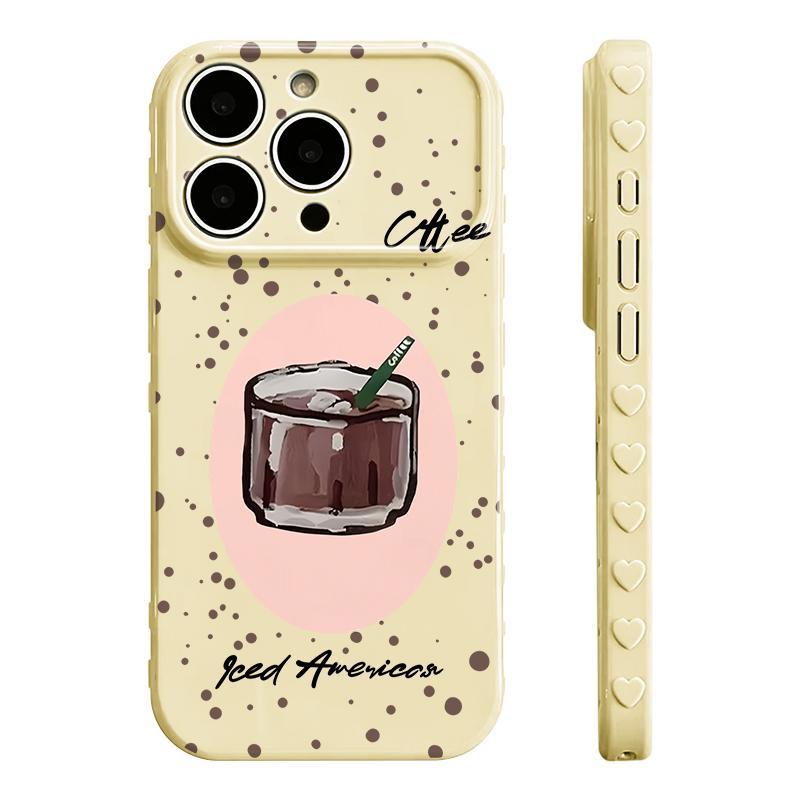 Cute Iced Americano Print Phone Case Smooth Shiny Finish With Scratch Resistance And All-Around Protection Slim Lightweight And Scratch-Resistant For Everyday Use Minimalist And Cute Design For Apple 17 16 15 14 13