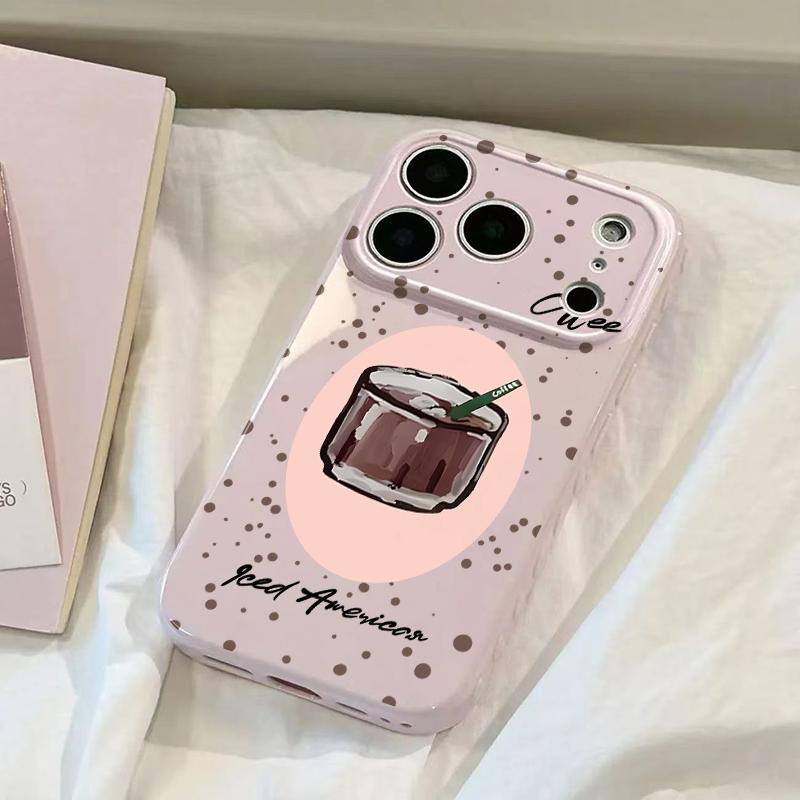 Cute Iced Americano Print Phone Case Smooth Shiny Finish With Scratch Resistance And All-Around Protection Slim Lightweight And Scratch-Resistant For Everyday Use Minimalist And Cute Design For Apple 17 16 15 14 13