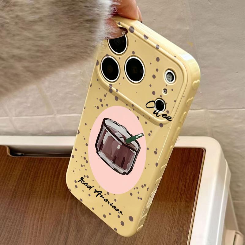 Cute Iced Americano Print Phone Case Smooth Shiny Finish With Scratch Resistance And All-Around Protection Slim Lightweight And Scratch-Resistant For Everyday Use Minimalist And Cute Design For Apple 17 16 15 14 13