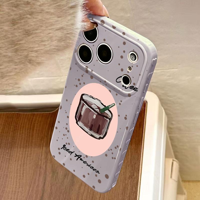 Cute Iced Americano Print Phone Case Smooth Shiny Finish With Scratch Resistance And All-Around Protection Slim Lightweight And Scratch-Resistant For Everyday Use Minimalist And Cute Design For Apple 17 16 15 14 13