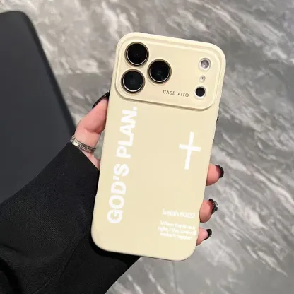 God's Plan Dopamine Ins Style Solid Color Phone Case with Ultra Skin friendly Touch, All Inclusive Lens Phone Case Suitable for Apple 17 16 15 14 13 12