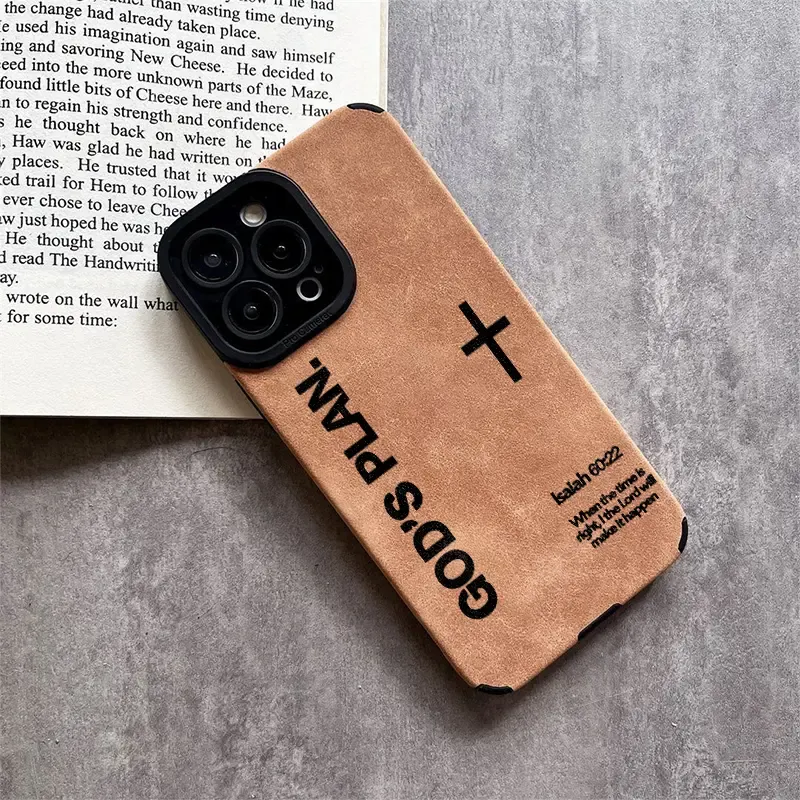 Distinct God Cross pattern Made of TPU and leather the touch is as delicate and skin friendly as velvet suitable for Apple 17 16 15 14 13 12 11 Pro Max Plus X XS MAX