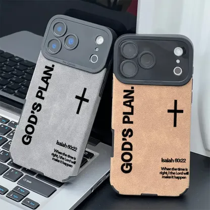 Distinct God Cross pattern Made of TPU and leather the touch is as delicate and skin friendly as velvet suitable for Apple 17 16 15 14 13 12 11 Pro Max Plus X XS MAX