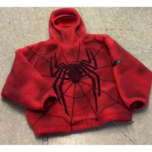 Oversized Red Spider Balaclava Hoodie