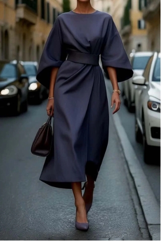 Women's Elegant Solid Color Waist Dress