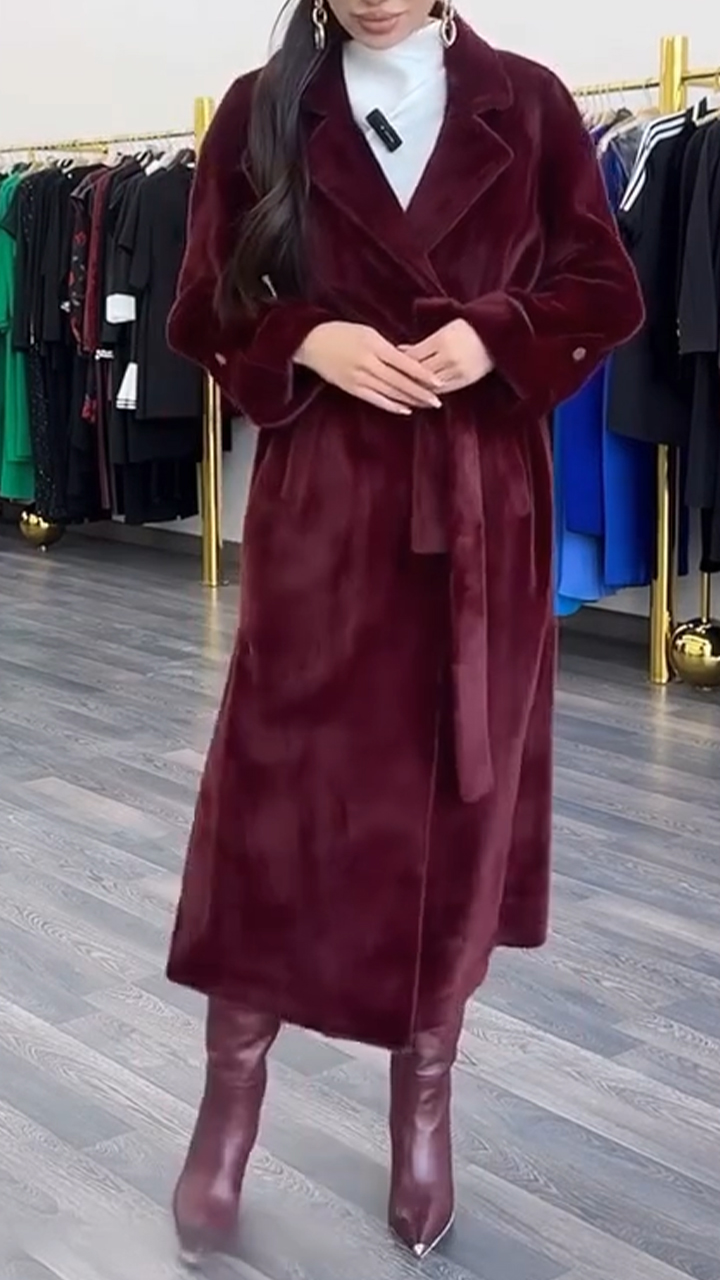 Women's Solid Color Lace-up Long Coat