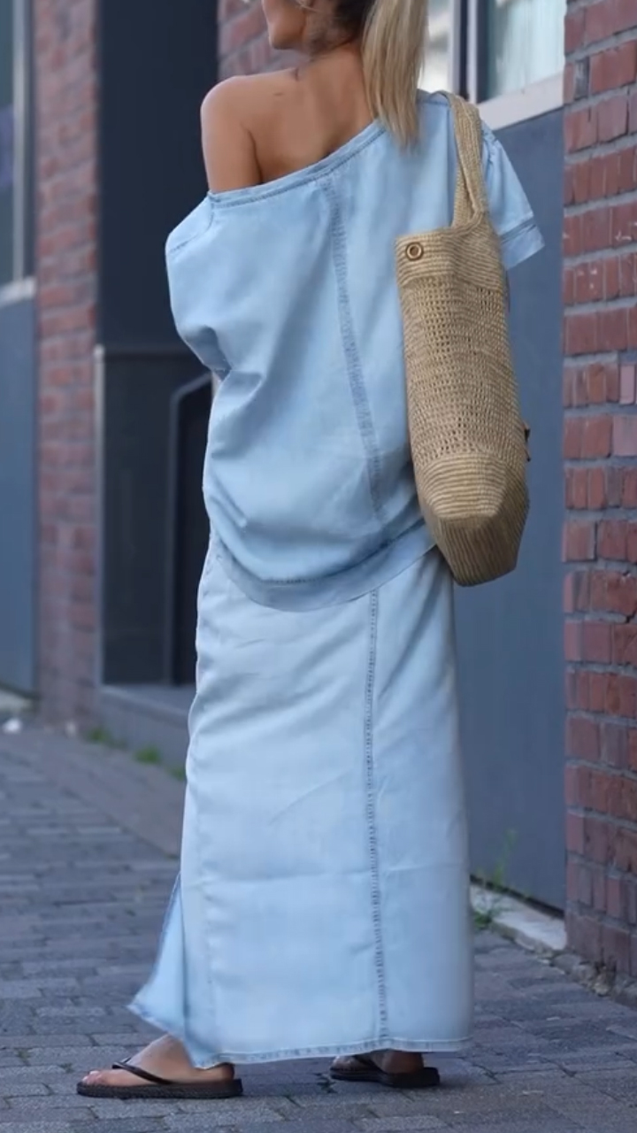 Women's Round Neck Tencel Casual Suit