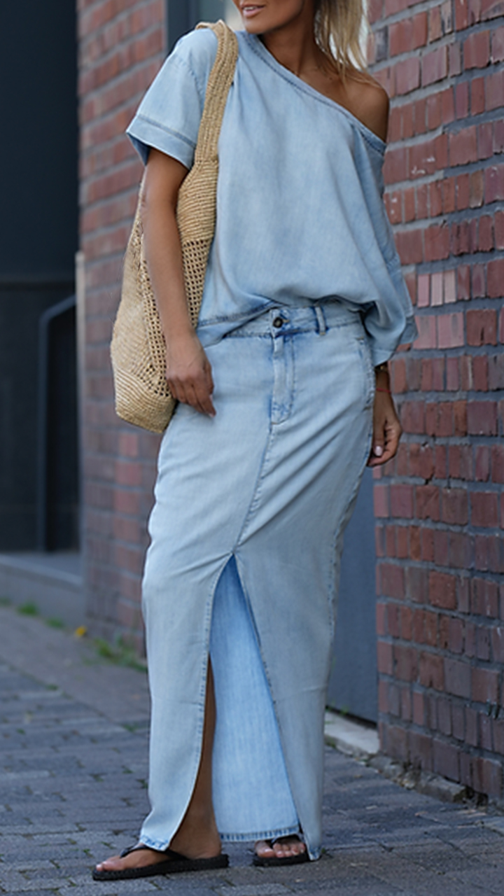 Women's Round Neck Tencel Casual Suit