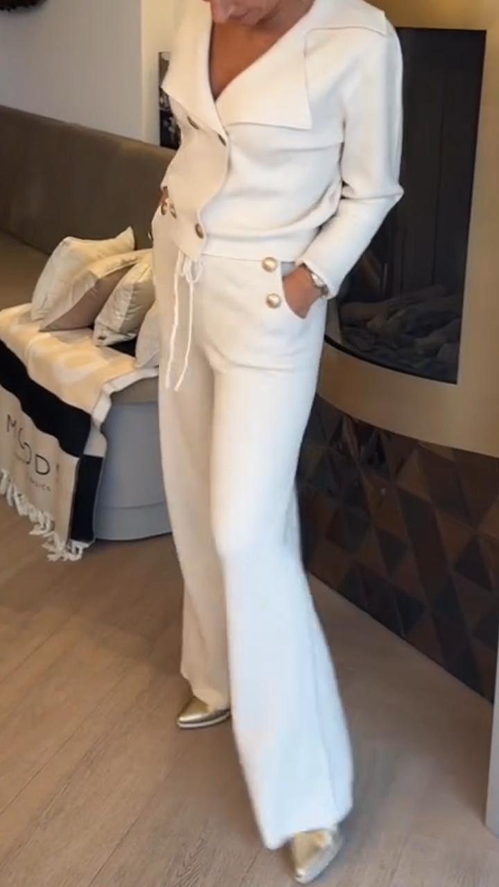 Women Formal Lapel Double-breasted Top + Pants Temperament Chic Suit