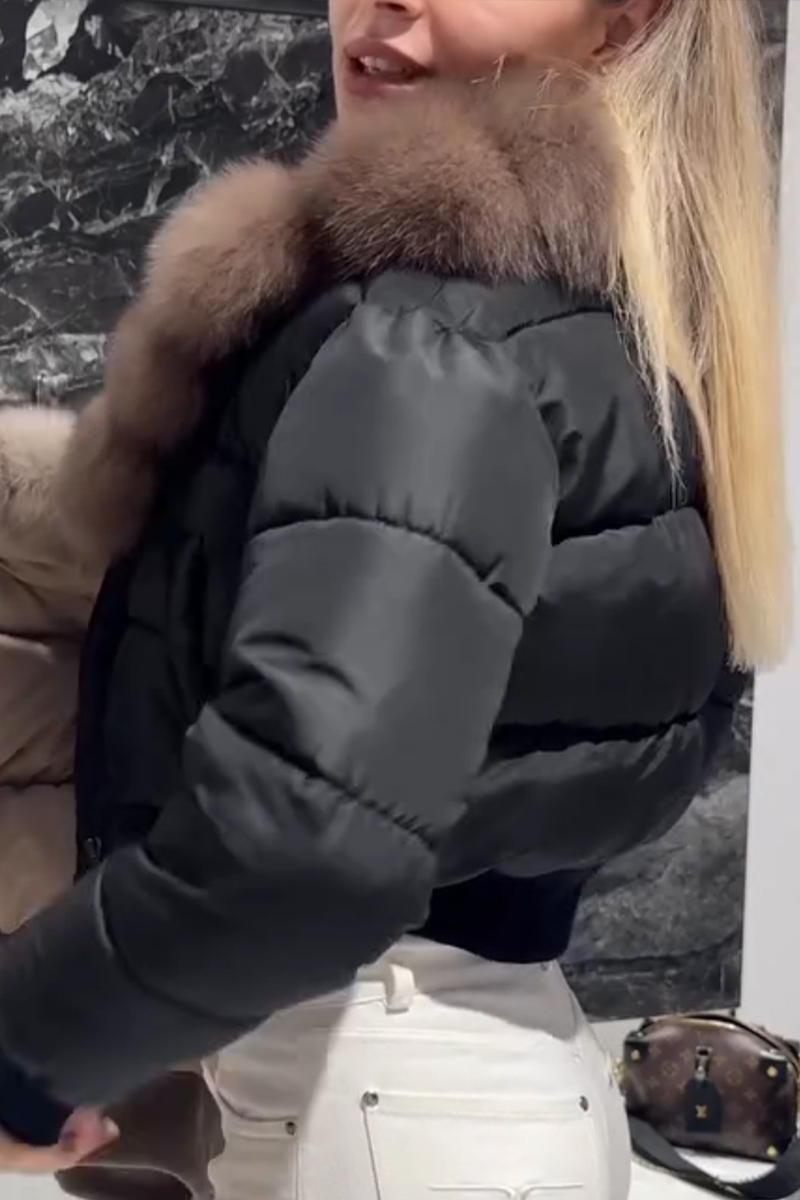 Women Fur Collar Temperament Casual Short Cotton Jacket