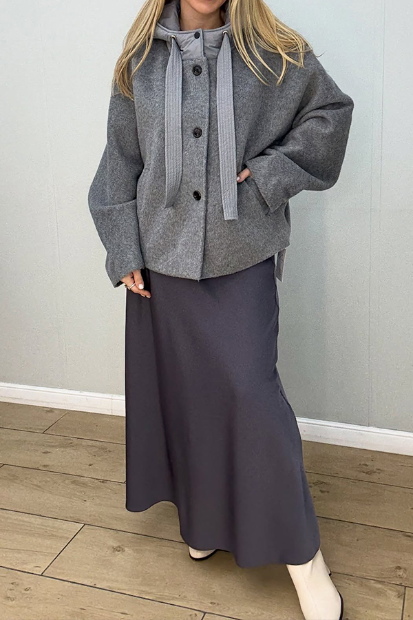 Women Casual Stand Collar Panel Lace-Up Warm Jacket