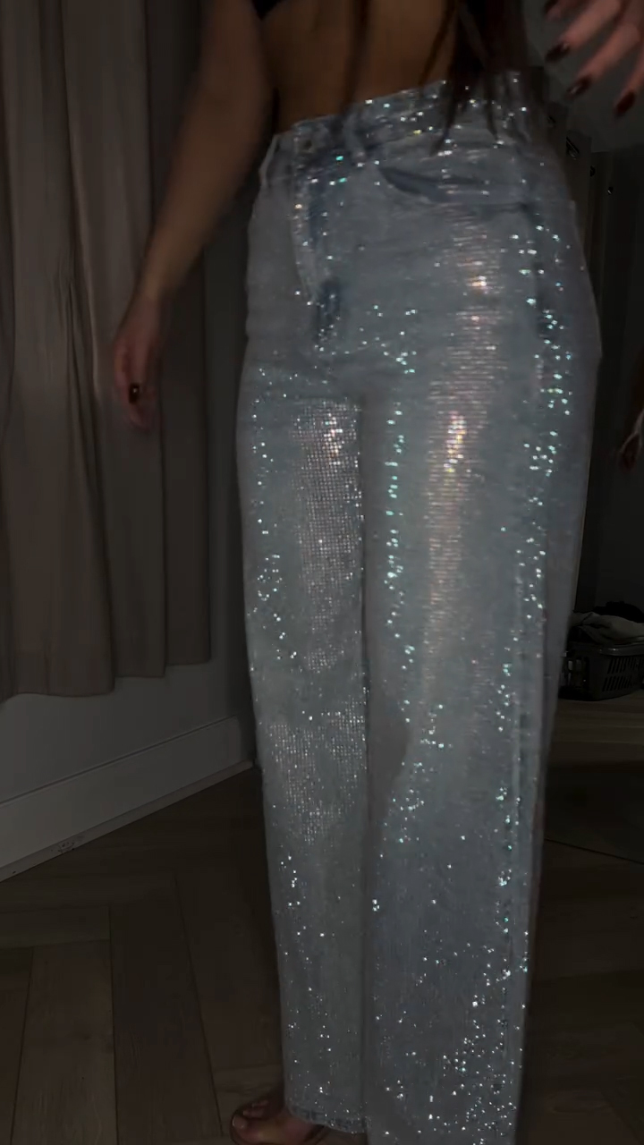 Women Hot Rhinestone Glitter Casual Jeans