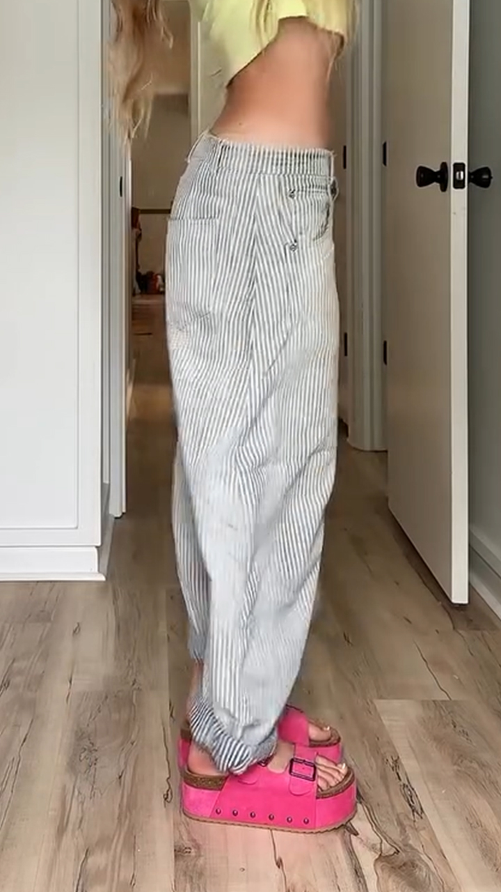 Women Vertical Striped Casual Pants