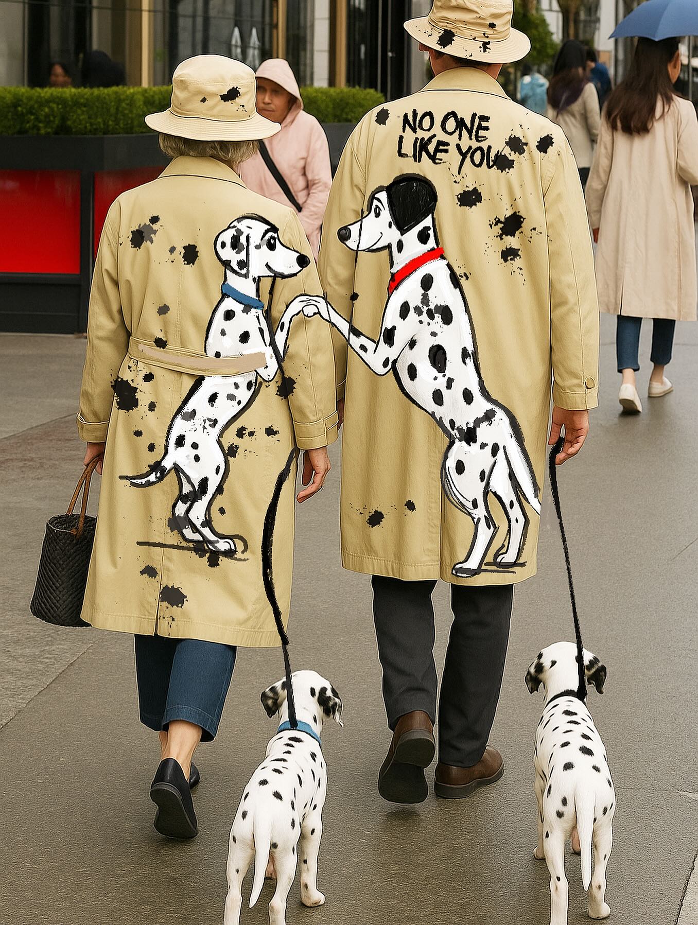 Collared Dog Print Couple Jacket