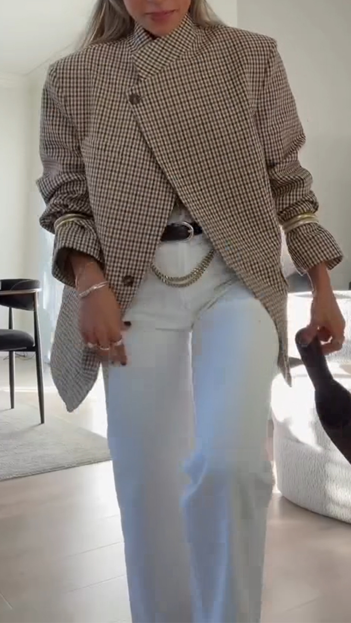 Womens Standing Collar Plaid Temperament Commuter Jacket