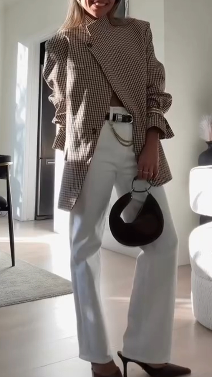 Womens Standing Collar Plaid Temperament Commuter Jacket