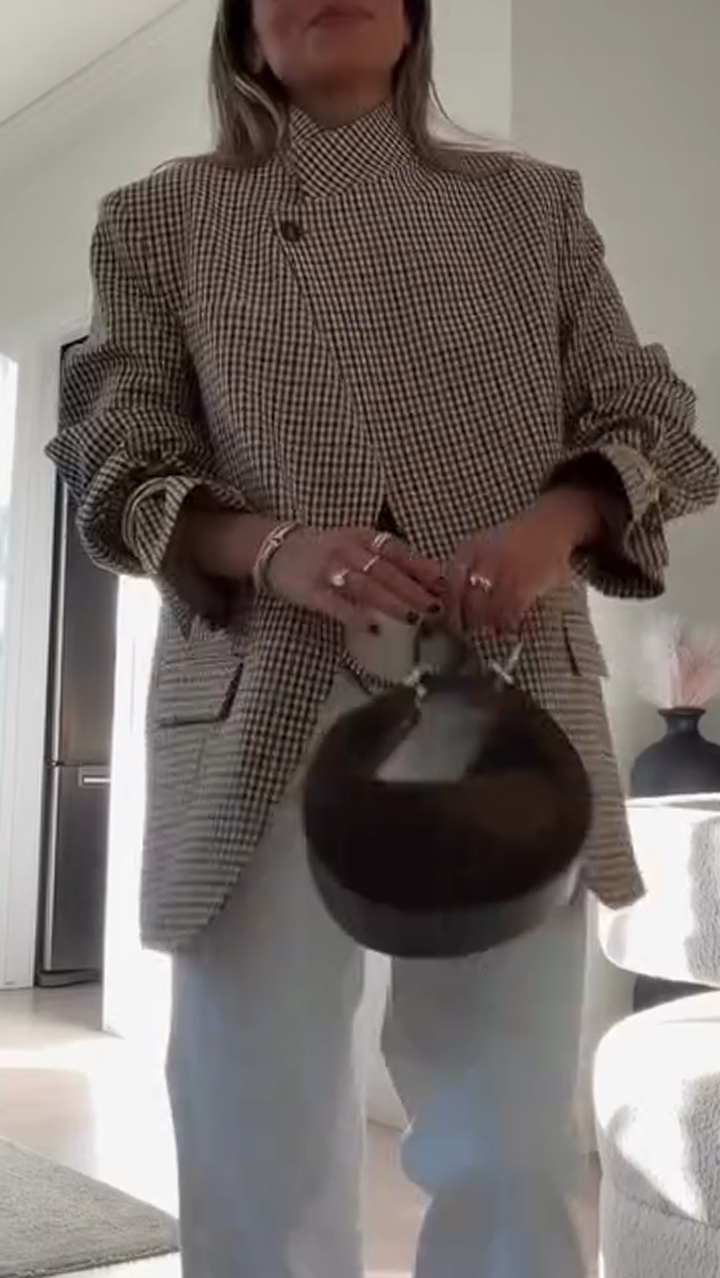 Womens Standing Collar Plaid Temperament Commuter Jacket