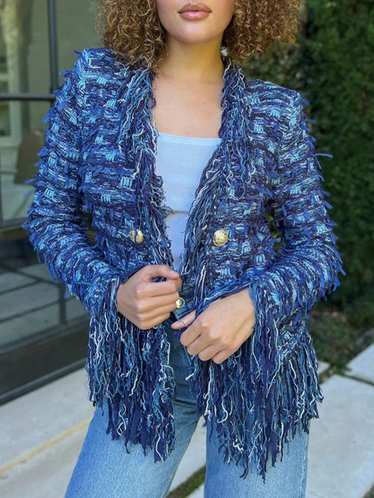 Ladies Flowing Fringe Casual Coat