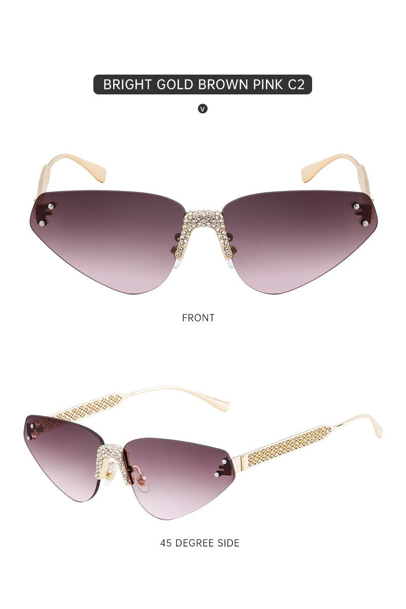 Women's Fashionable Frameless Sunglasses with Diamonds